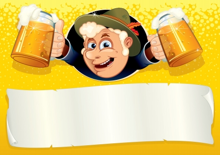 Oktoberfest Poster with Funny Brewerの写真素材