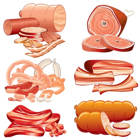 Meat and Sausages Icon Set  Detailed Illustrationの写真素材
