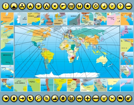 Map Elements with World Mapのイラスト素材
