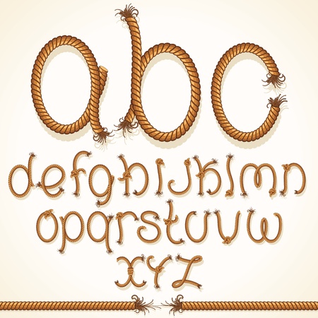 Rope Font  Set of Alphabet Letters from Stringの写真素材