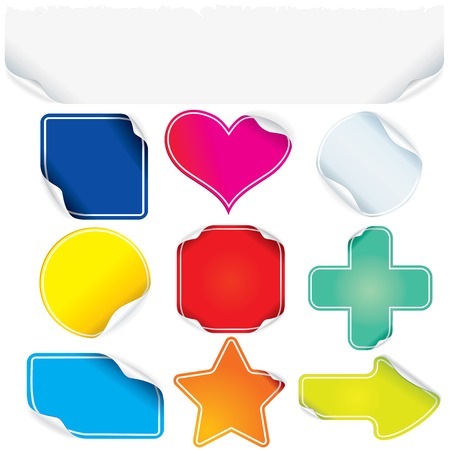 Color Paper Stickers Isolated on White Backgroundの写真素材