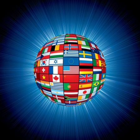 Flags Globe in Abstract Space Background. Original Vector Illustrationの写真素材