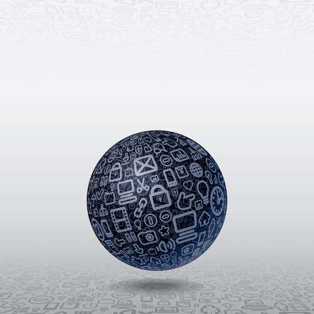 Social Media Concept. Spherical Planet made of Interface, Web, Icons.の写真素材