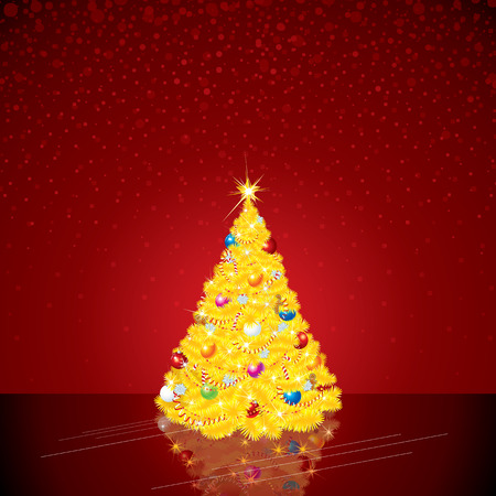 Christmas Background with Bright Christmas Tree. Vector Illustrationのイラスト素材