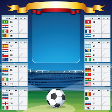 Soccer Background with World Cup Table. Vector Setのイラスト素材