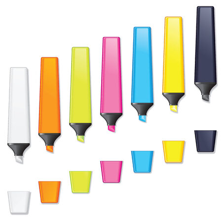 Highlighters. Colored Marker Pen Vectorのイラスト素材