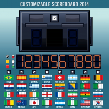 World Cup Football, Soccer Scoreboard. 2014 Vector Kitのイラスト素材