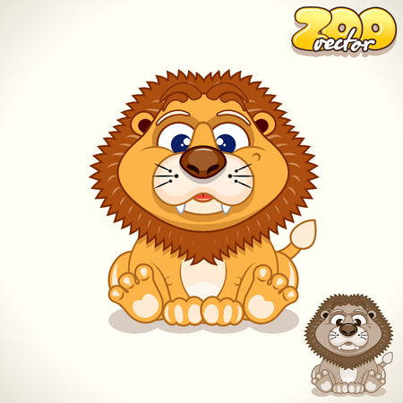 Cute Cartoon Baby Lion. Vector Illustration Zooのイラスト素材