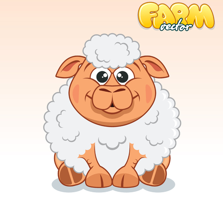 Cute Cartoon Happy Sheep.のイラスト素材