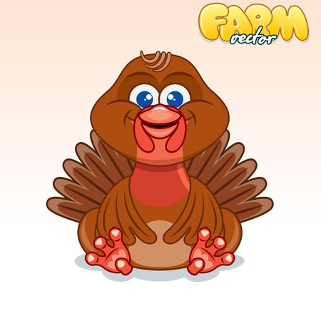 Cute Cartoon Cheerful Turkey.のイラスト素材