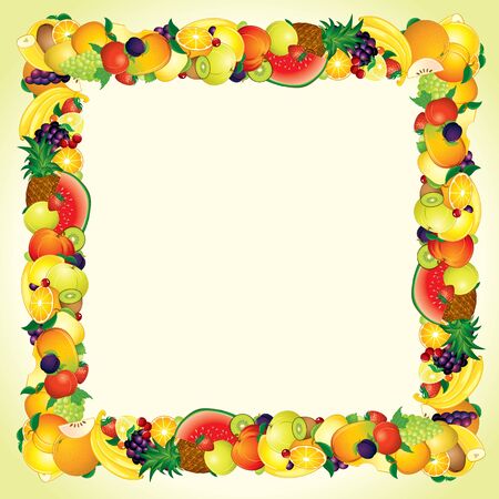 Colorful Fresh Fruits Border Design. Ready for Your Text and Design.のイラスト素材