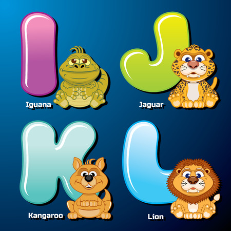 Zoo Alphabet. Cute Animals and Birds in Alphabetical Order. Cartoon Vector Illustration.のイラスト素材