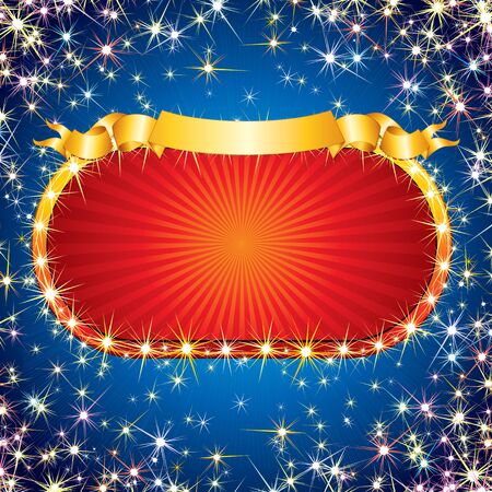 Starry Bright Background with Blank Sign. Ready for Your Text and Design.のイラスト素材