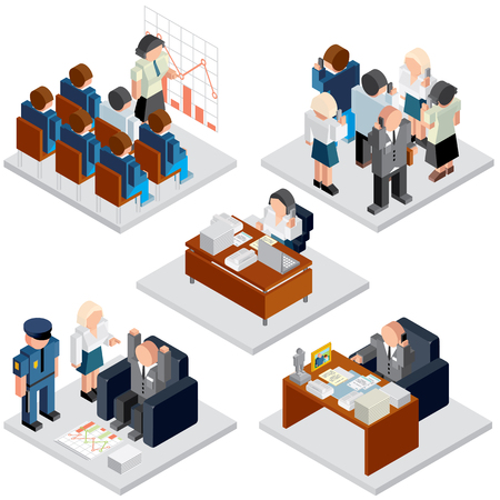 Office Life. Business Relationship. Isometric Vector Images for Your Text and Design.のイラスト素材
