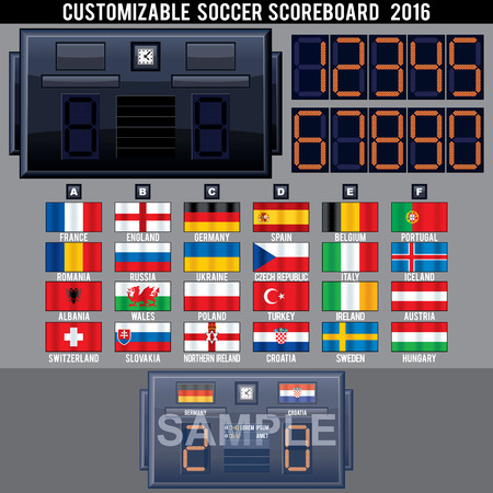 Soccer Electronic Scoreboard Template.Ready for Your Text and Design.のイラスト素材
