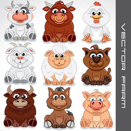 Farm Animals Clip Art for Kids.のイラスト素材