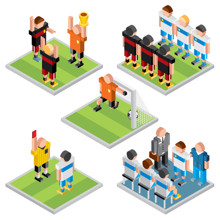 Isometric Vector Sport. Set of 3D Design Soccer Game Iconsのイラスト素材