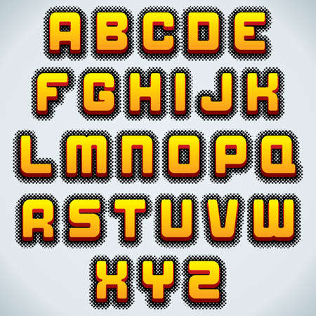 Retro Comics Vector Font. Typography for Labels, Headlines, Posters etc. Ready for Your Text and Design.のイラスト素材