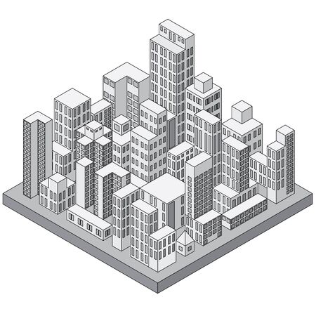 Abstract Isometric City Concept. Ready for Your Text and Design.のイラスト素材