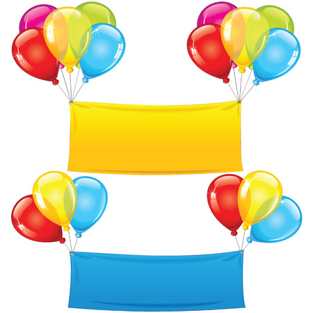 Holiday Birthday Banners with Colorful Balloons. Vectorのイラスト素材
