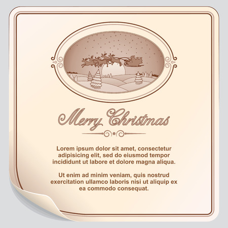 Retro Colored Christmas Card with Santa Sleighのイラスト素材