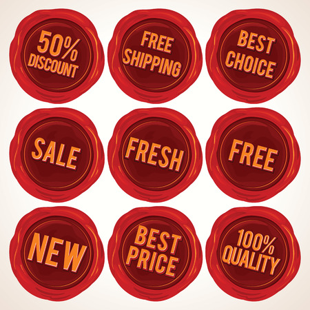 Retro Red Wax Seals. Ready for Your Text and Design.のイラスト素材