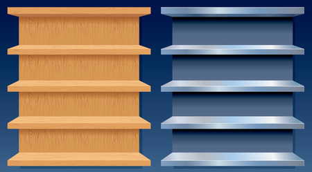 Empty Metal and Wood Shelvesのイラスト素材