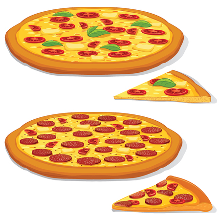 Vector Pepperoni and Margarita Pizzaの写真素材