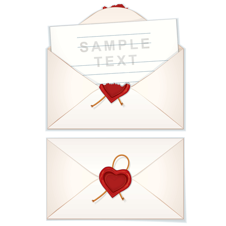 Postal Envelope with Love Letterのイラスト素材