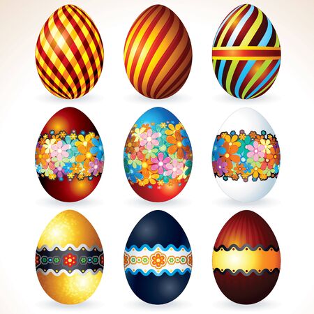 Various Painted Easter Eggs. Decorative Iconsのイラスト素材