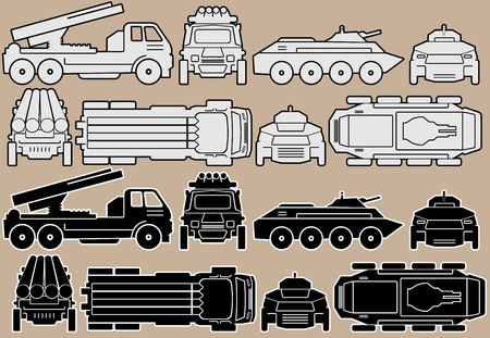 Military Equipment Set of Combat Vehicles Vectorのイラスト素材