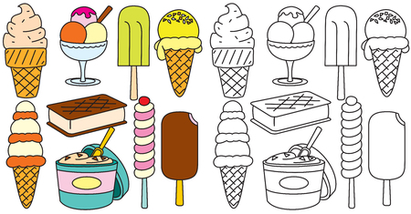 Ice Creams Vector. Hand Drawn Icons Collectionのイラスト素材
