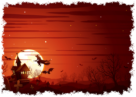 Scenic Halloween Landscape. Vector Backgroundのイラスト素材