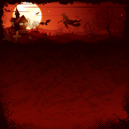 Halloween banner with Landscape illustrationのイラスト素材