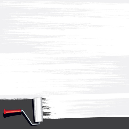 Paint Roller Painting a Wall Vector Imageのイラスト素材