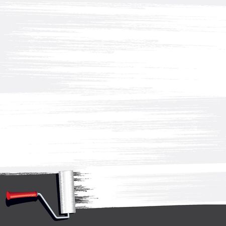Paint Roller Painting a Wall Vector Imageのイラスト素材