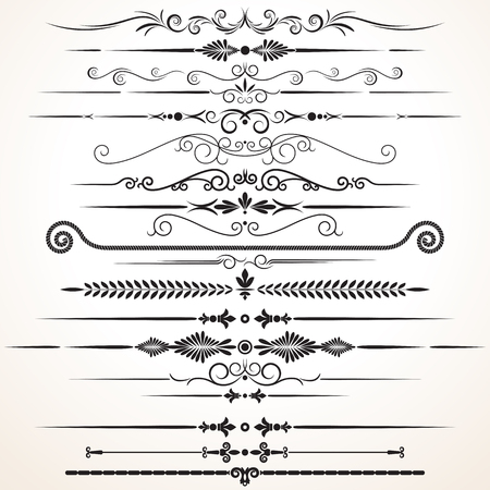 Vector Design Elements. Ornamental Lines to Embellish your Book, Wedding Invitation, Greeting Card or Menuのイラスト素材