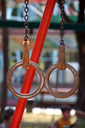 the rings - gymnastic projectile on chains for  trainingの写真素材