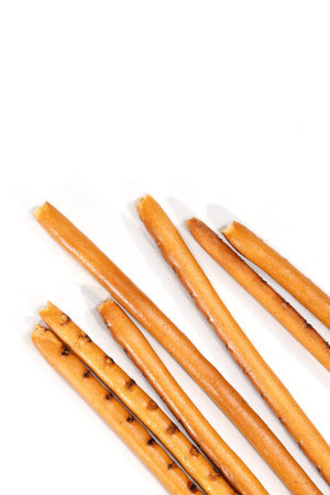 Breadsticks on white.Isolated breadsticks on white.