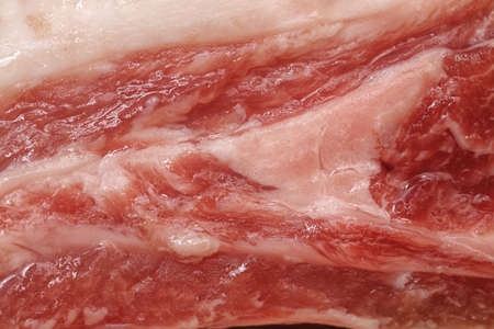 Raw juicy bacon macro shot on fullscreenの写真素材