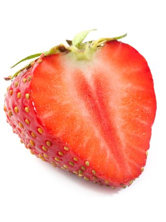 Strawberry cut isolated on white backgroundの写真素材