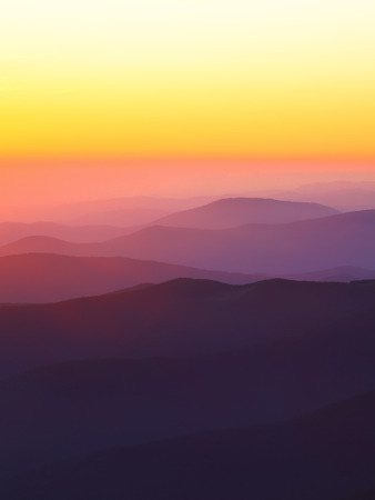 mountain peaks at sunset. sunset hazeの写真素材