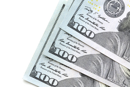 Close Up USA Dollars. Isolated on white