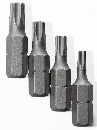 screwdriver bits on white background. Isolated on white