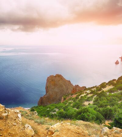 Fiolent , Crimea - sea landscape. Sea view - Mountains surround the bayの写真素材