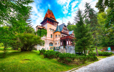 Pelisor castle summer residence in Sinaia, part of the complex as Peles castle. Sinaia, Prahova County, Romaniaのeditorial素材