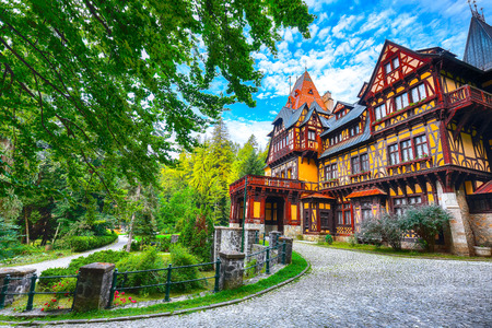 Pelisor castle summer residence in Sinaia, part of the complex as Peles castle. Sinaia, Prahova County, Romaniaのeditorial素材