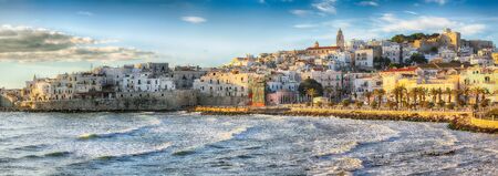 Historic central city of the beautiful town called Vieste. View at the coast of Vieste on Puglia, Italy, Europeの写真素材