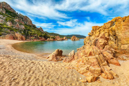 Fantastic view of Li Cossi beach on Costa Paradiso resort. Picturesque seascape of Mediterranean sea. Location: Costa Paradiso, Province of Sassari, Sardinia, Italy, Europeの写真素材