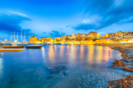 Astonishing evening cityscape of Castellammare del Golfo town. Popular travel destination of the Mediterranean sea. Location: Cefalu, Province of Palermo, Sicily, Italy, Europeの写真素材